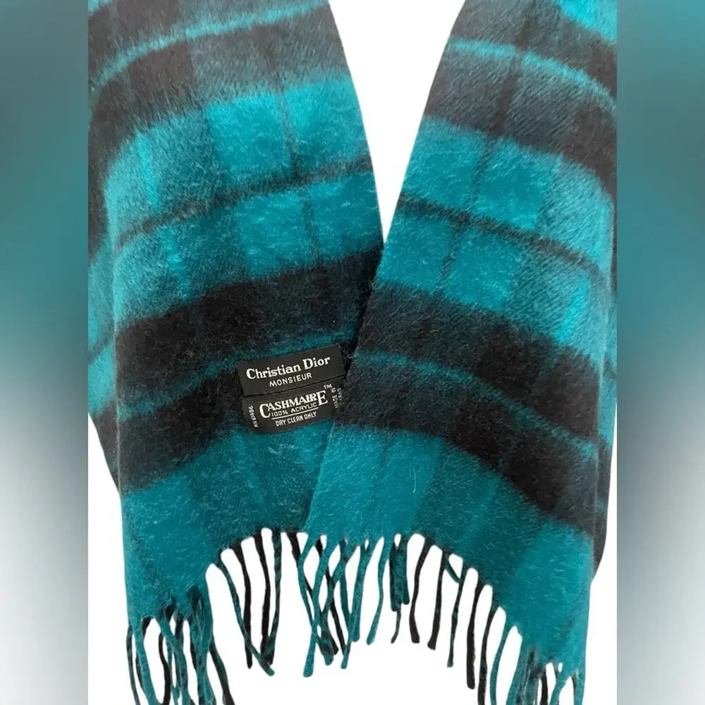 Christian Dior Vintage Cashmere Checkered Scarf Size: ONE SIZE